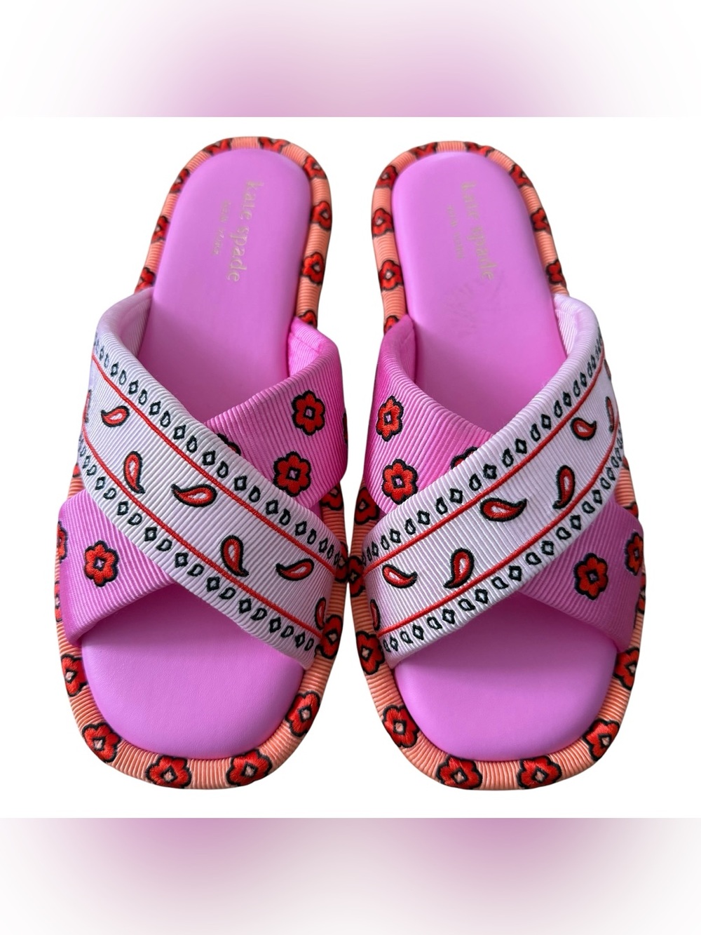 Kate Spade Rio Bandana Patchwork Slide Sandals Women’s 9